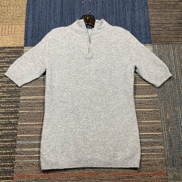 ADRIENNE VITTADINI Cashmere Womens LARGE Sweater Short Sleeve Gray Shirt Zip Up - Picture 3 of 11